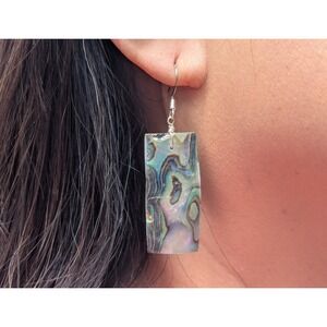 Handmade Native American Earrings Abalone Shell w Silver Santo‎ Domingo Kewa **